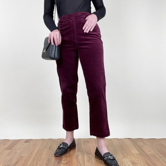 Vintage Velvet High Rise Waisted Straight Leg Trouser Pants Eclectic Whimsigoth - Picture 2 of 8